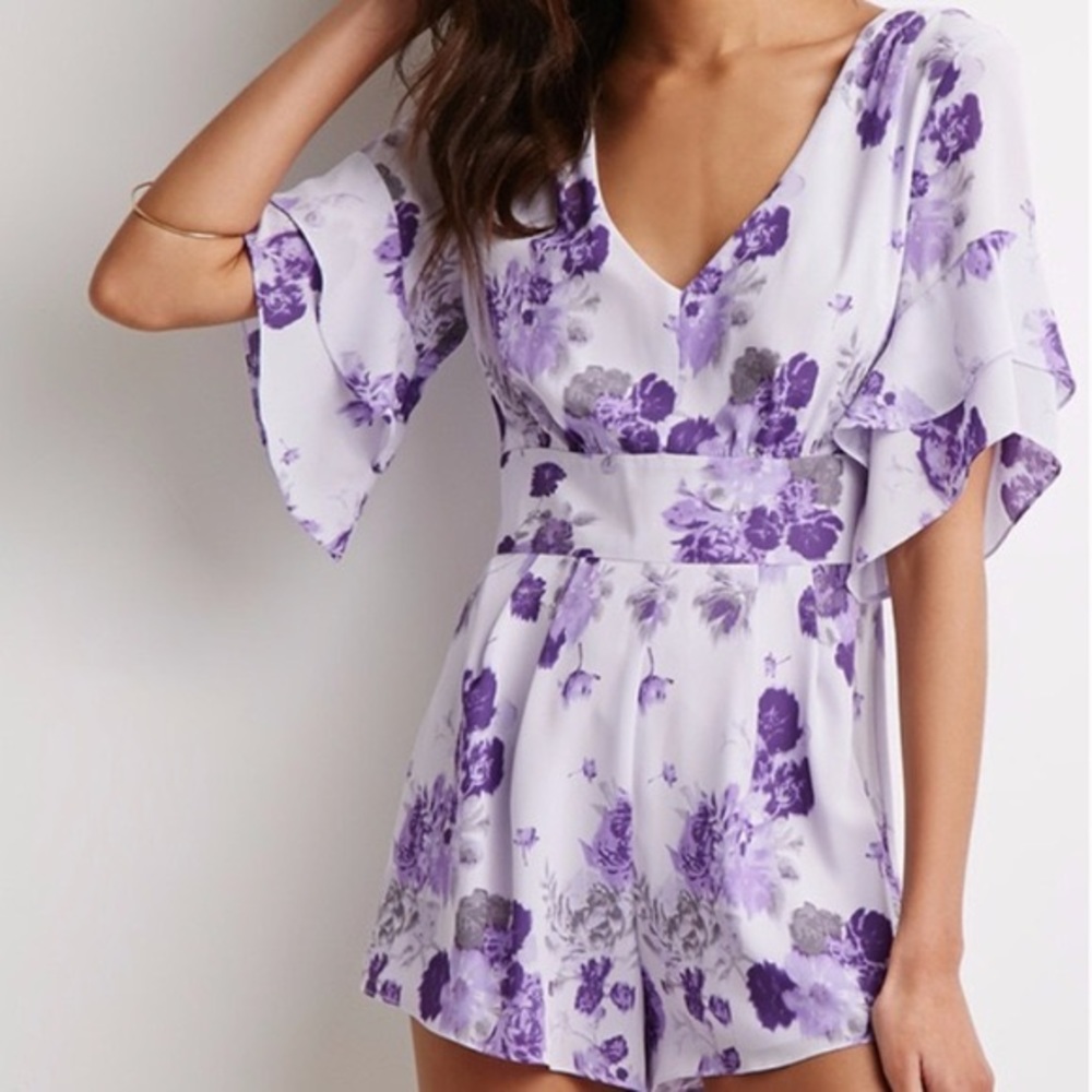 Forever 21 Purple Floral Romper